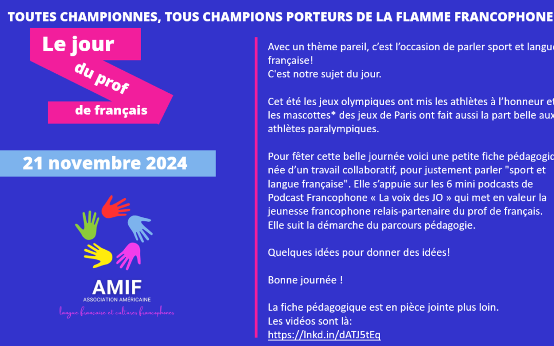 Sport et Langue Française: une petite fiche pédagogique pour parler « sport et langue française » avec 6 mini podcasts